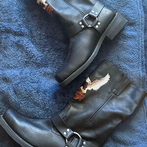 Harley-Davidson Black Western Boots with Embroidered Eagle